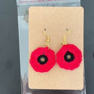Handcrafted Red Poppy Crochet Earrings